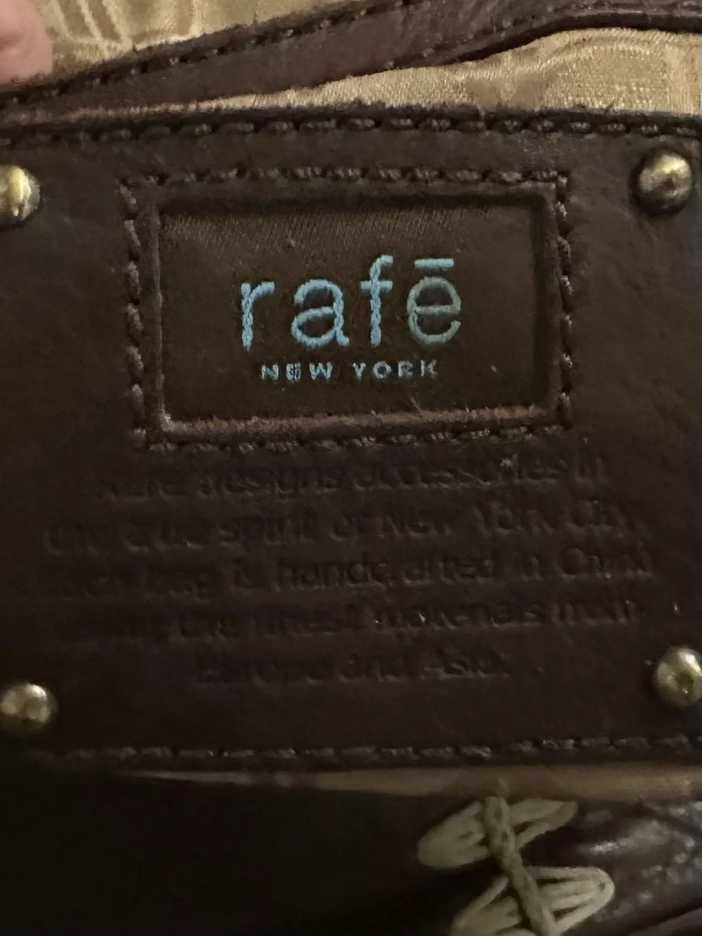 Rafe New York Leather Clutch with Brushed Steel Handle & Whipstitching